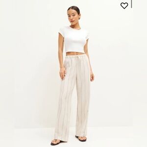 Reformation Olina Linen Pants Size S Pinstripe